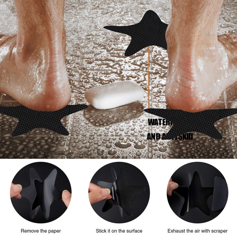 Secopad Anti Slip Shower Stickers  24 PCS Safety Bathtub Sticker Adhesive Decals with Premium Scraper (Black) - Image 5